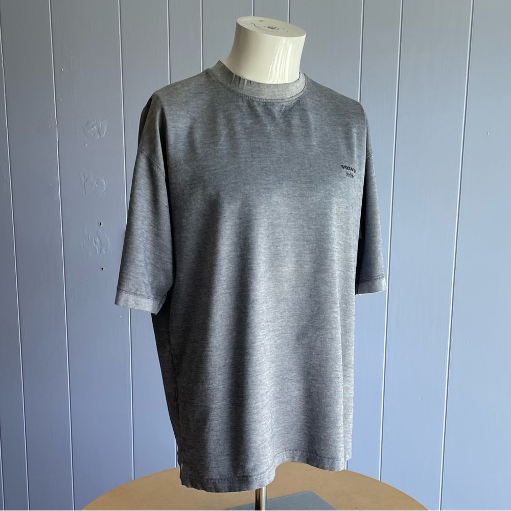 Volvo for life mens casual office shirt crew neck detailed sleeve hems